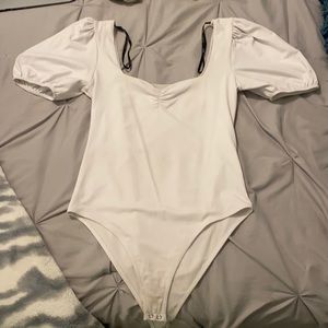 white puff sleeve bodysuit